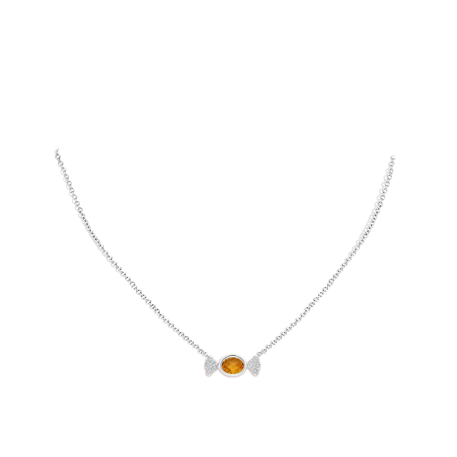 8x6mm AAA Sweet Treats Oval Citrine Candy Pendant with Diamond Accents in White Gold pen