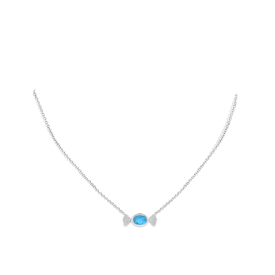 8x6mm AAA Sweet Treats Oval Swiss Blue Topaz Candy Pendant with Diamond Accents in White Gold pen