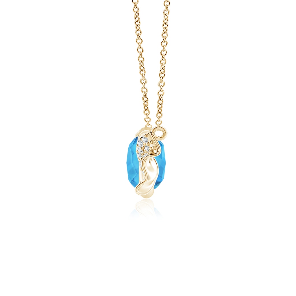 8x6mm AAA Sweet Treats Oval Swiss Blue Topaz Candy Pendant with Diamond Accents in Yellow Gold Side 199