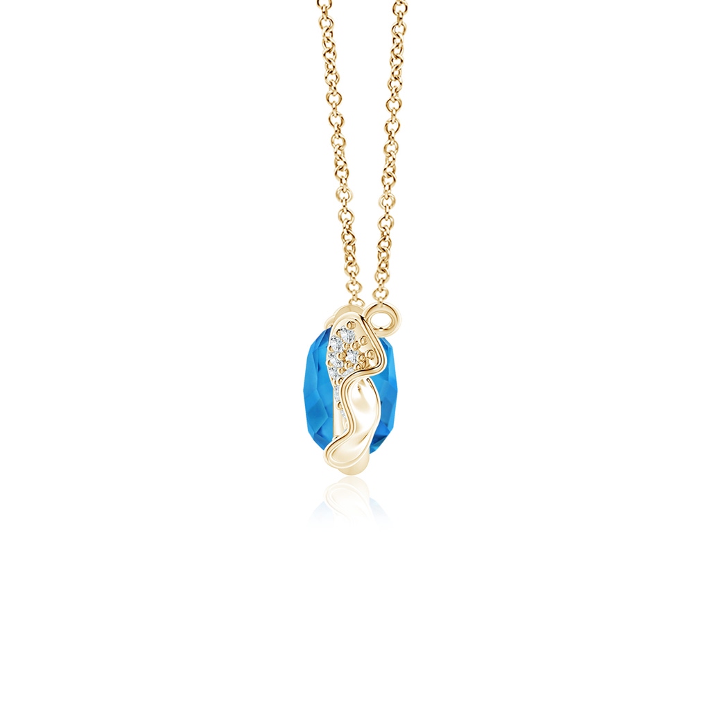 8x6mm AAAA Sweet Treats Oval Swiss Blue Topaz Candy Pendant with Diamond Accents in Yellow Gold Side 199