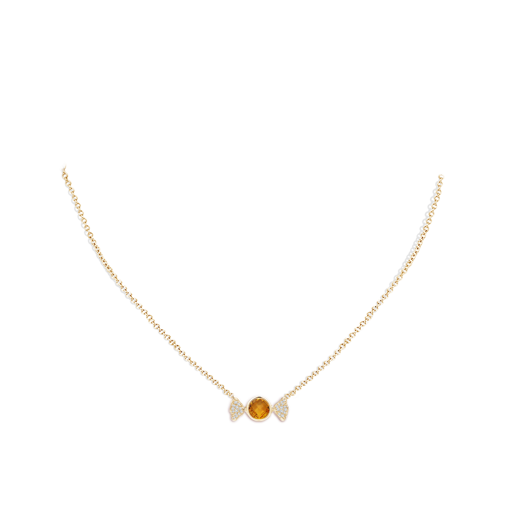 6mm AAA Sweet Treats Round Citrine Candy Pendant with Diamond Accents in Yellow Gold pen