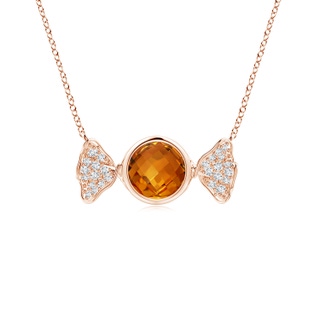 6mm AAAA Sweet Treats Round Citrine Candy Pendant with Diamond Accents in Rose Gold