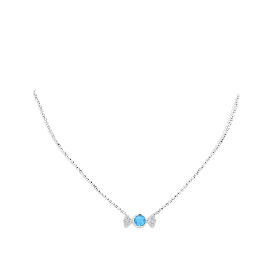 6mm AAA Sweet Treats Round Swiss Blue Topaz Candy Pendant with Diamond Accents in White Gold pen