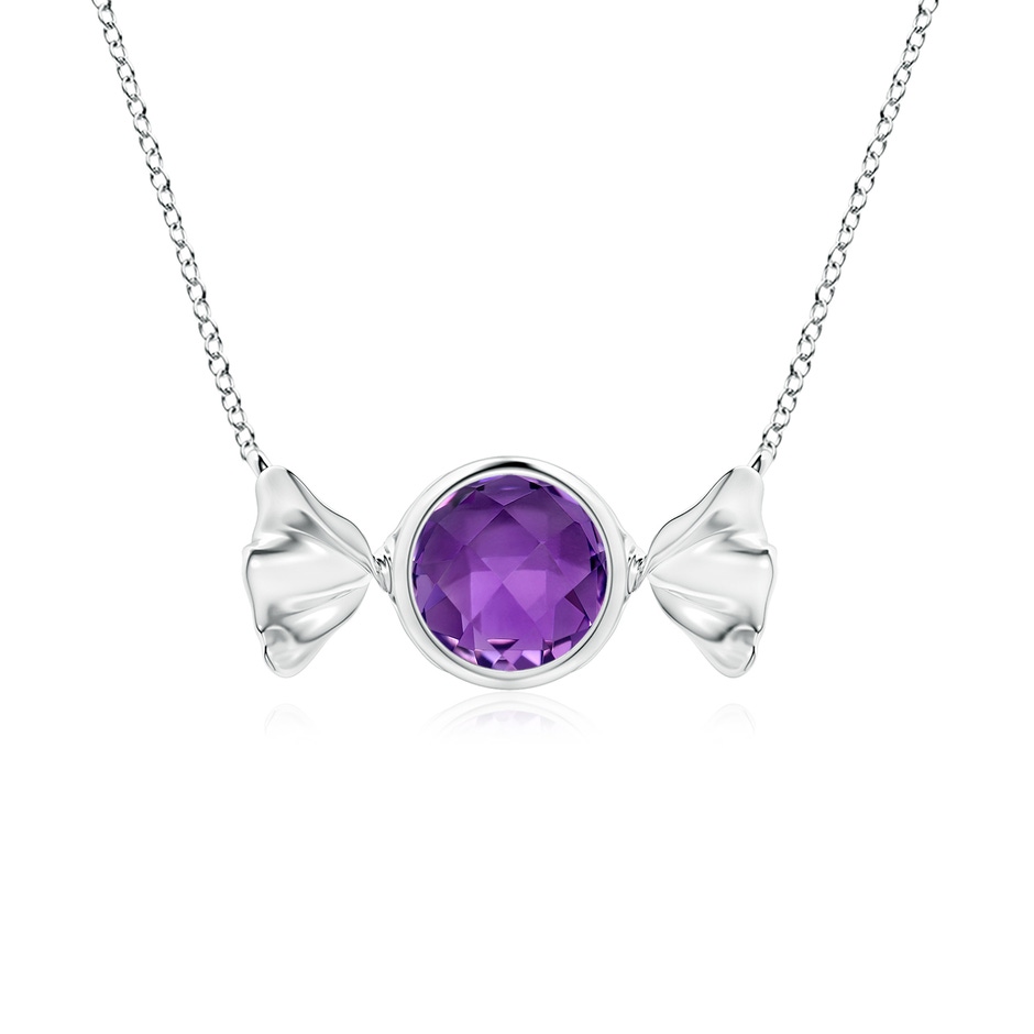 6mm AAA Sweet Treats Round Amethyst Candy Pendant in White Gold 