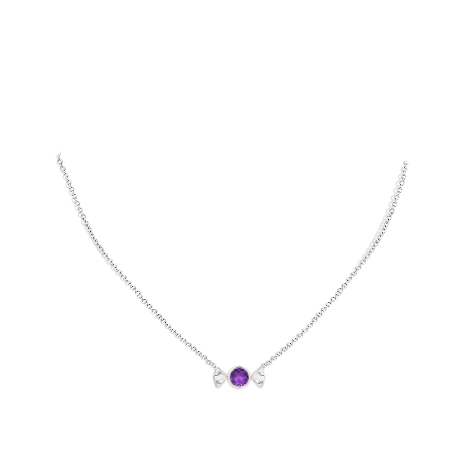 6mm AAA Sweet Treats Round Amethyst Candy Pendant in White Gold pen