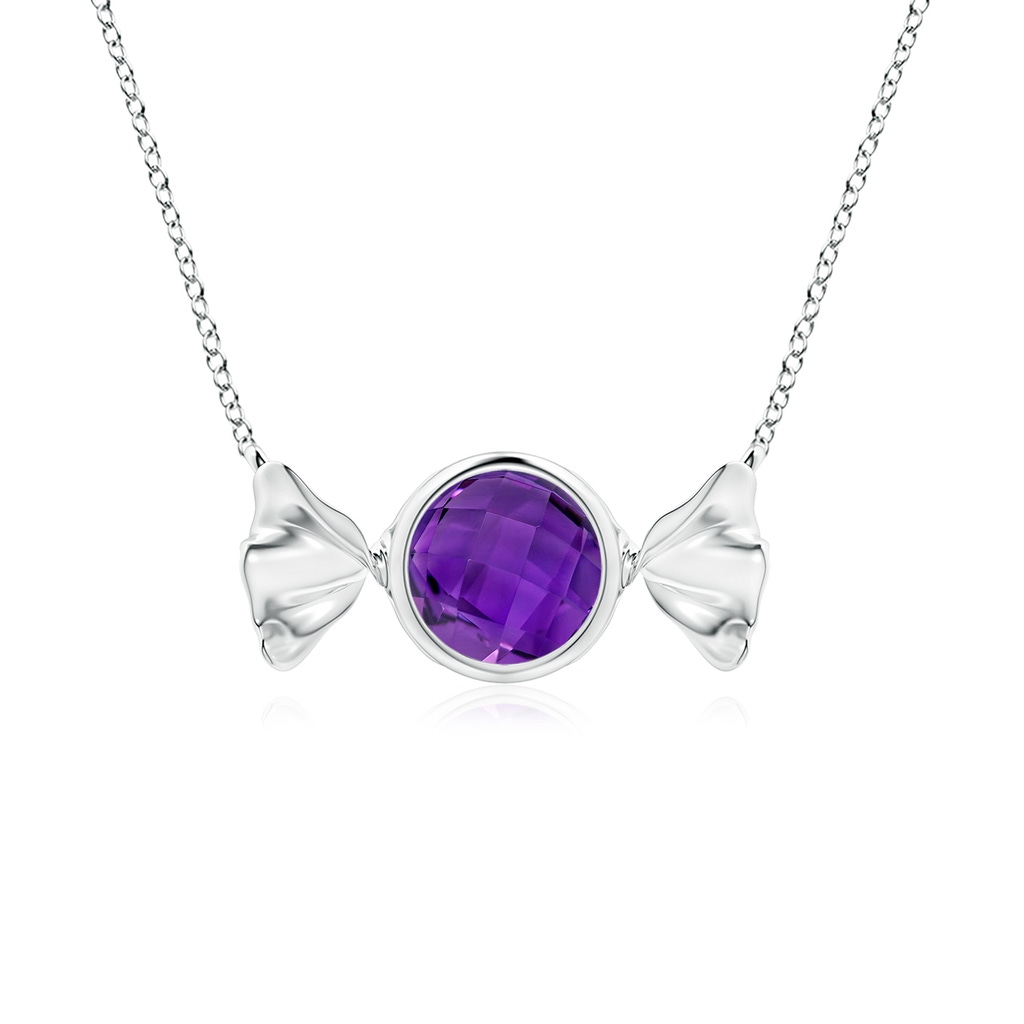 6mm AAAA Sweet Treats Round Amethyst Candy Pendant in S999 Silver