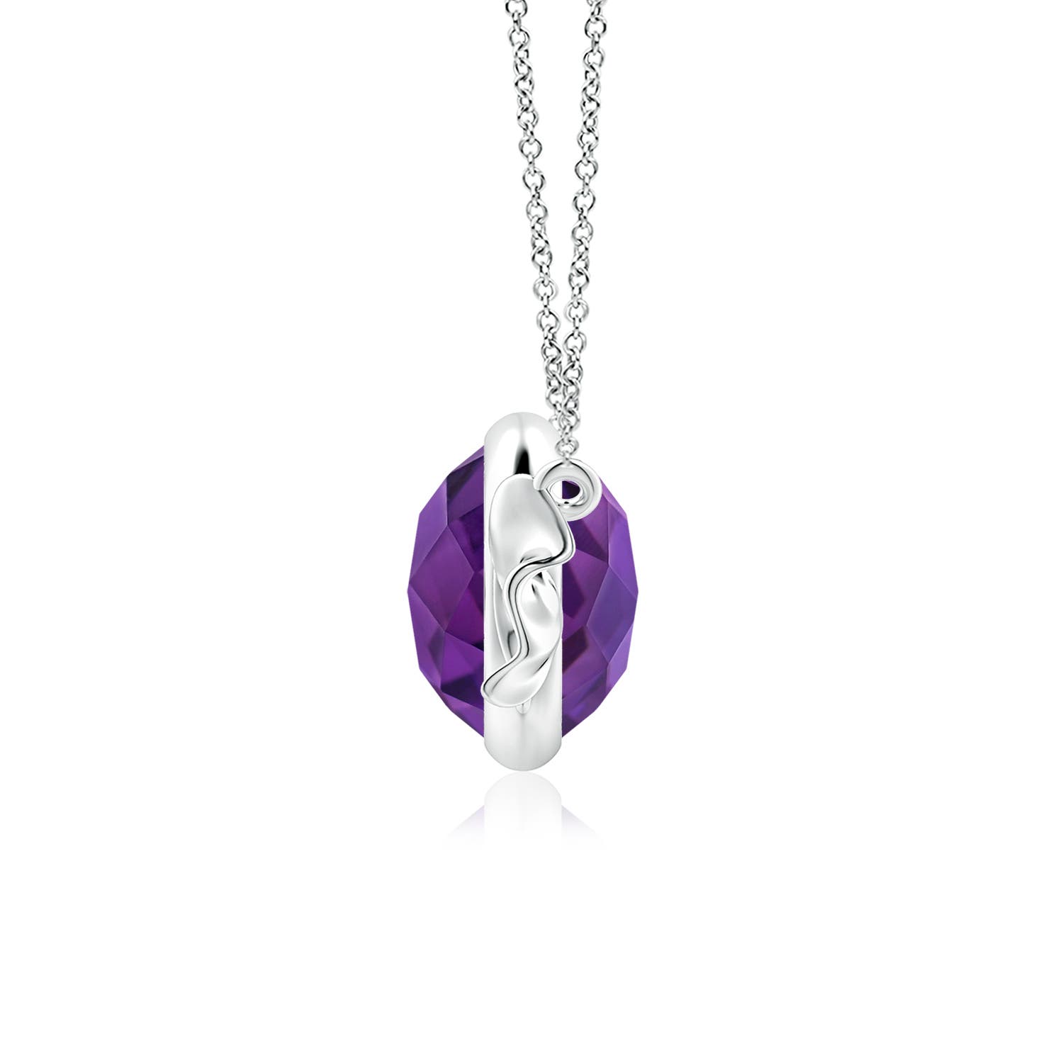 9mm AAA Sweet Treats Round Amethyst Candy Pendant in 18K White Gold - side 2