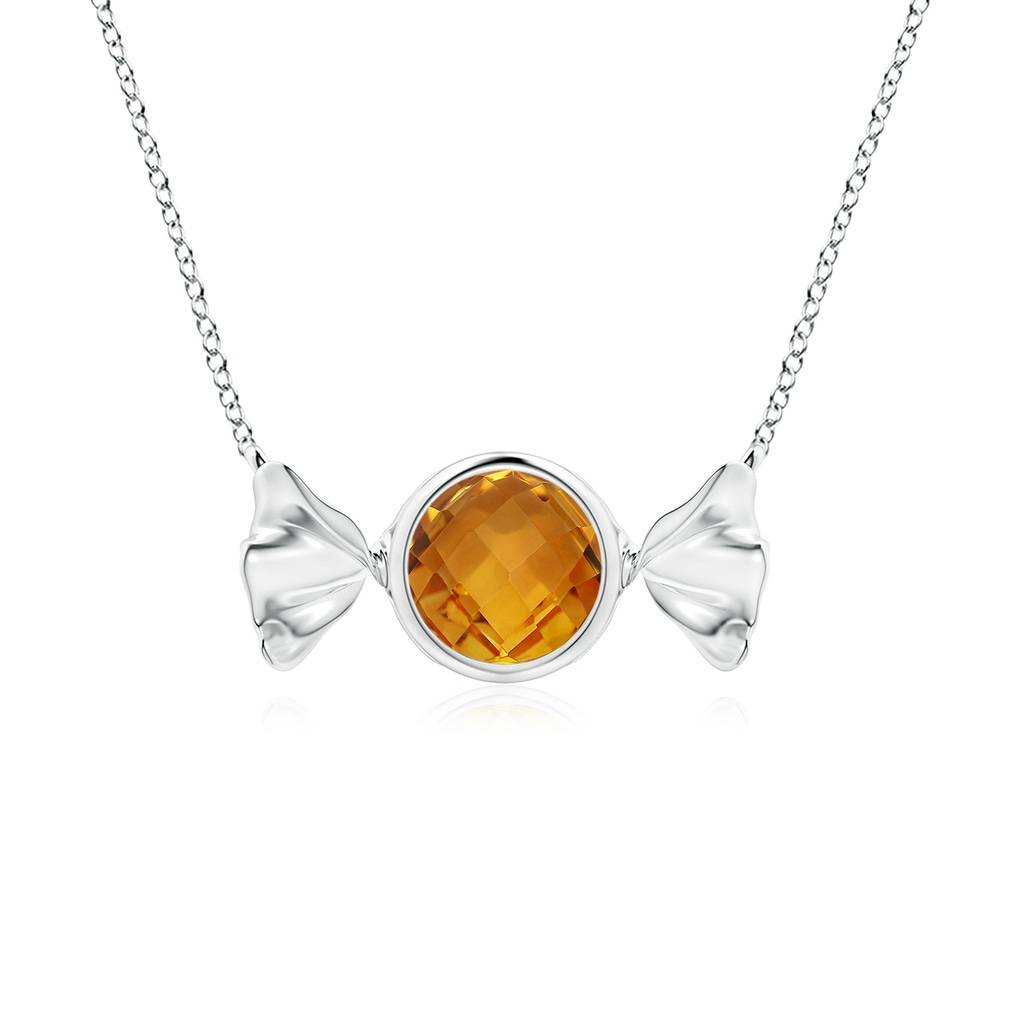 6mm AAA Sweet Treats Round Citrine Candy Pendant in White Gold