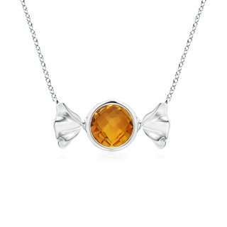 6mm AAA Sweet Treats Round Citrine Candy Pendant in White Gold