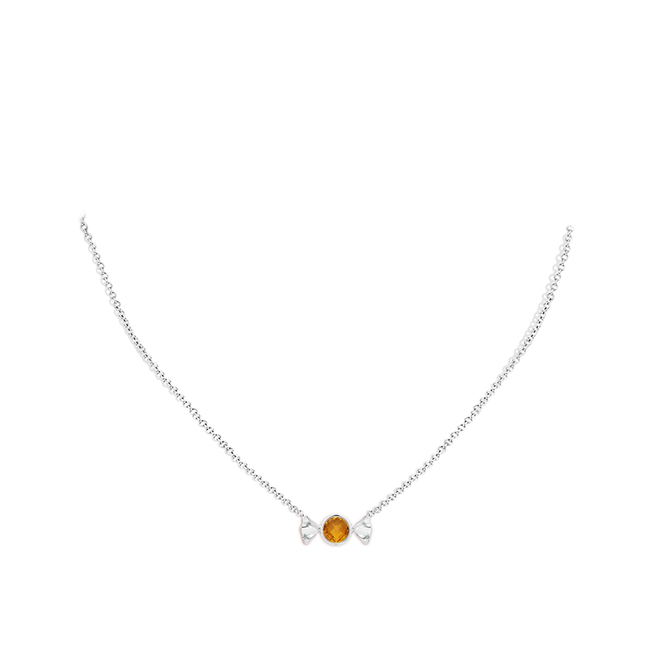 6mm AAA Sweet Treats Round Citrine Candy Pendant in White Gold pen