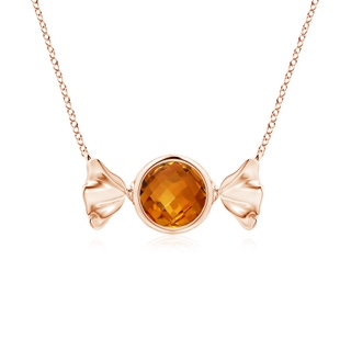 6mm AAAA Sweet Treats Round Citrine Candy Pendant in Rose Gold