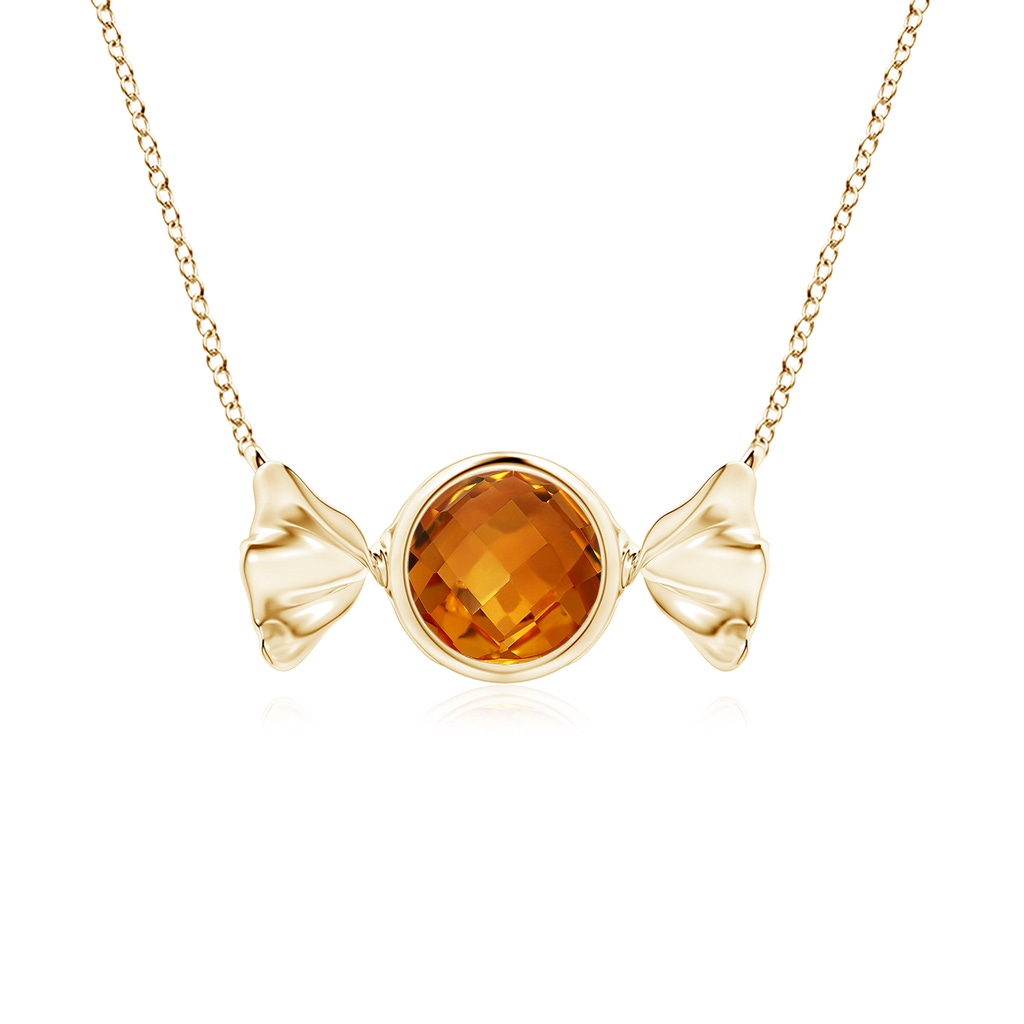 6mm AAAA Sweet Treats Round Citrine Candy Pendant in Yellow Gold