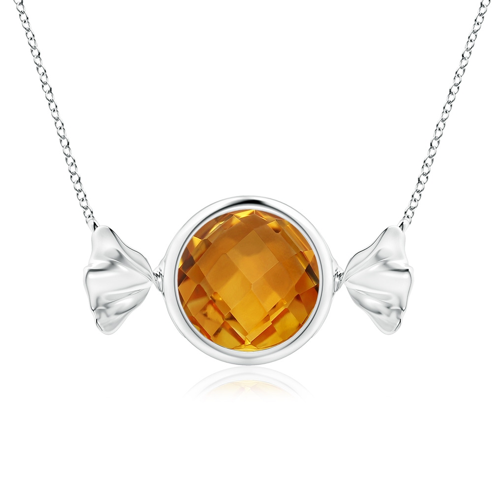 9mm AAA Sweet Treats Round Citrine Candy Pendant in 18K White Gold