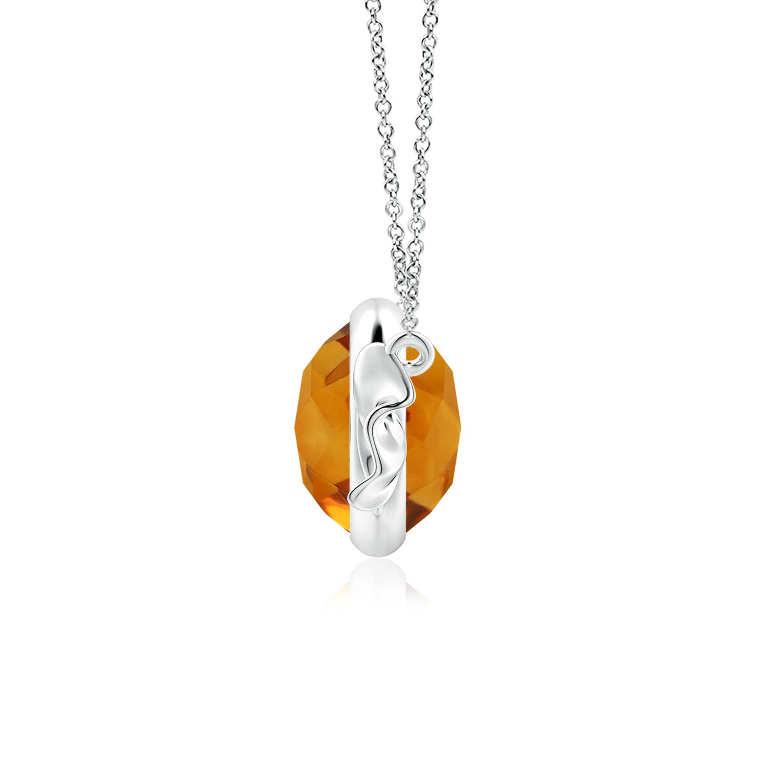 9mm AAA Sweet Treats Round Citrine Candy Pendant in 18K White Gold - side 2