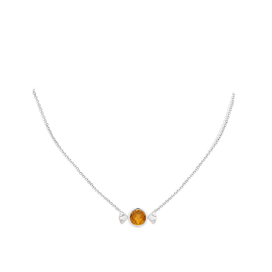 9mm AAA Sweet Treats Round Citrine Candy Pendant in 18K White Gold pen