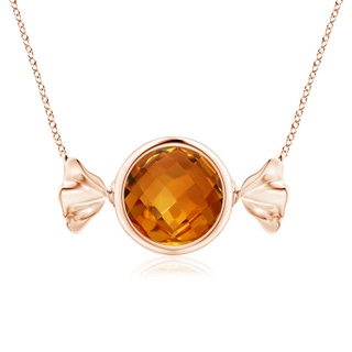 9mm AAAA Sweet Treats Round Citrine Candy Pendant in 18K Rose Gold