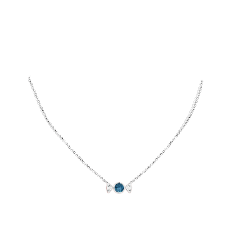 6mm AAA Sweet Treats Round London Blue Topaz Candy Pendant in White Gold pen