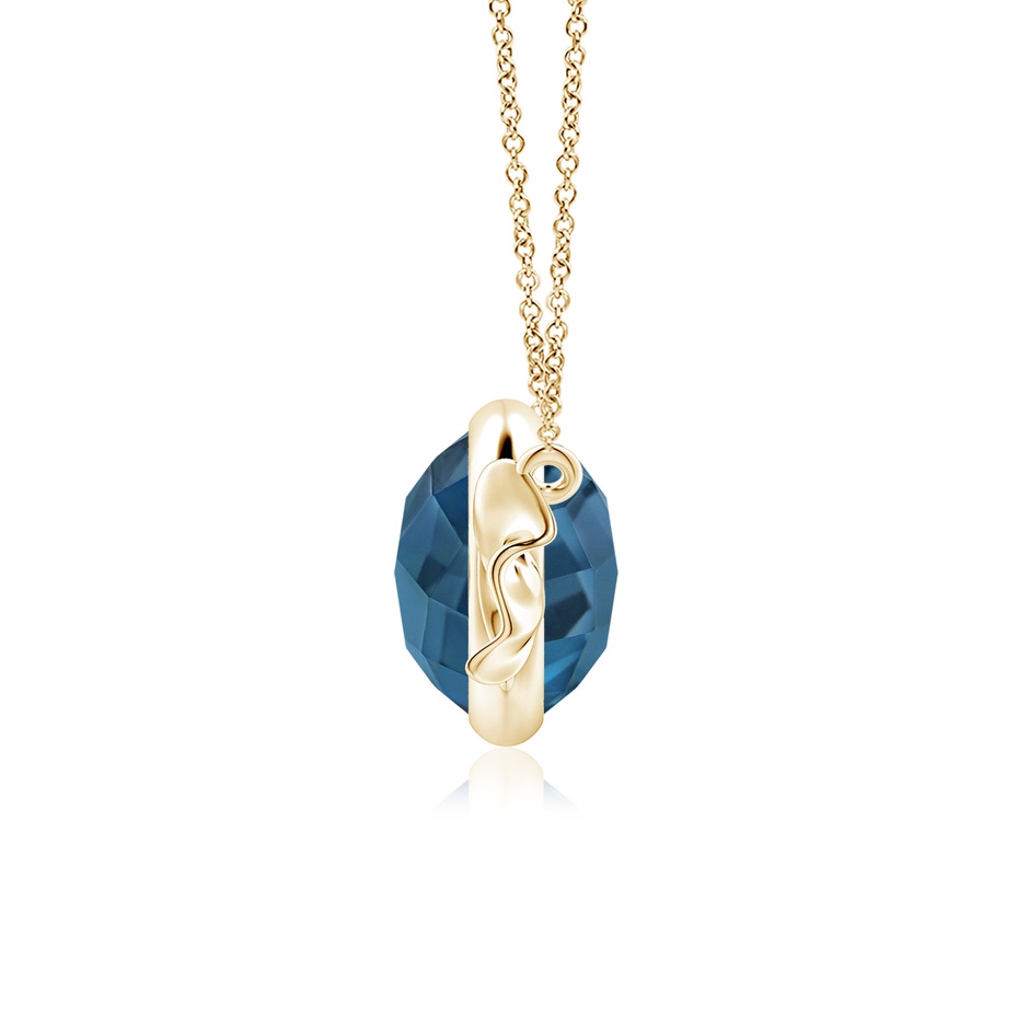 9mm AAA Sweet Treats Round London Blue Topaz Candy Pendant in Yellow Gold side 199