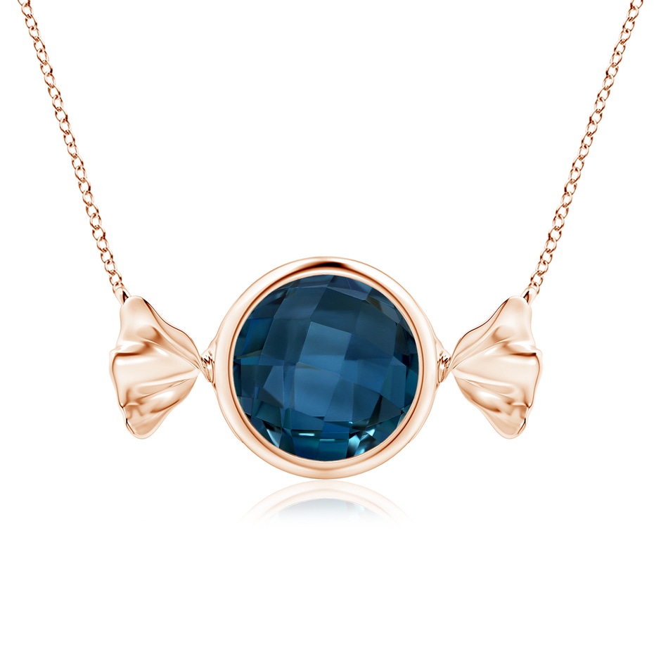 9mm AAAA Sweet Treats Round London Blue Topaz Candy Pendant in Rose Gold 