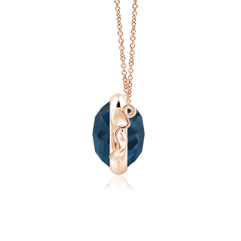9mm AAAA Sweet Treats Round London Blue Topaz Candy Pendant in Rose Gold side 199