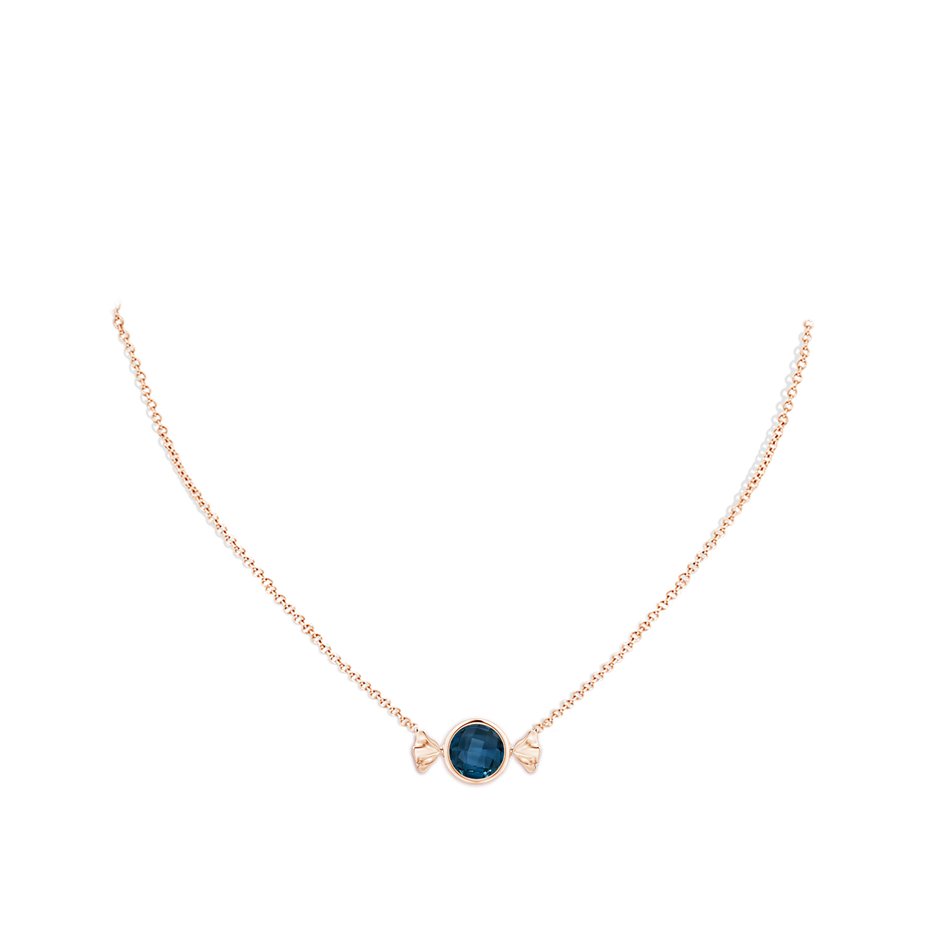 9mm AAAA Sweet Treats Round London Blue Topaz Candy Pendant in Rose Gold pen