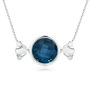 9mm AAAA Sweet Treats Round London Blue Topaz Candy Pendant in White Gold