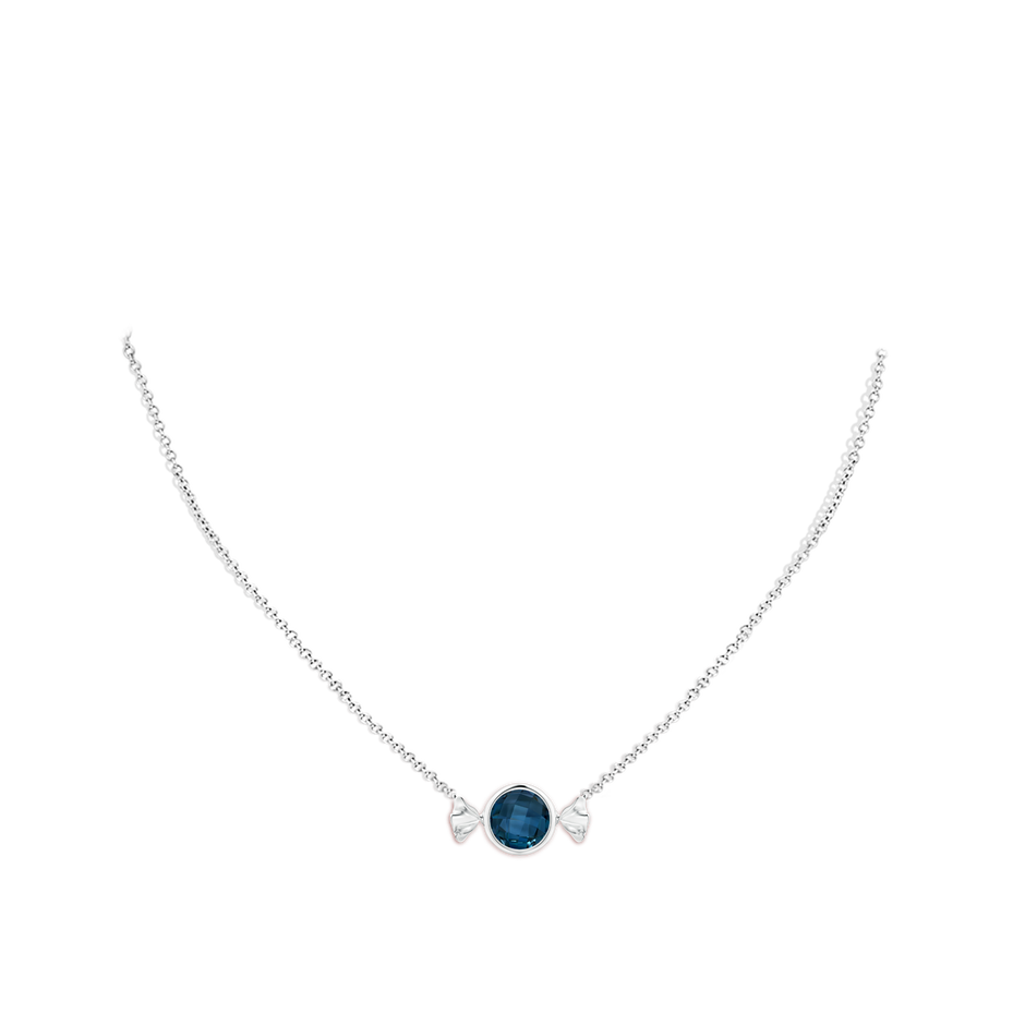 9mm AAAA Sweet Treats Round London Blue Topaz Candy Pendant in White Gold pen