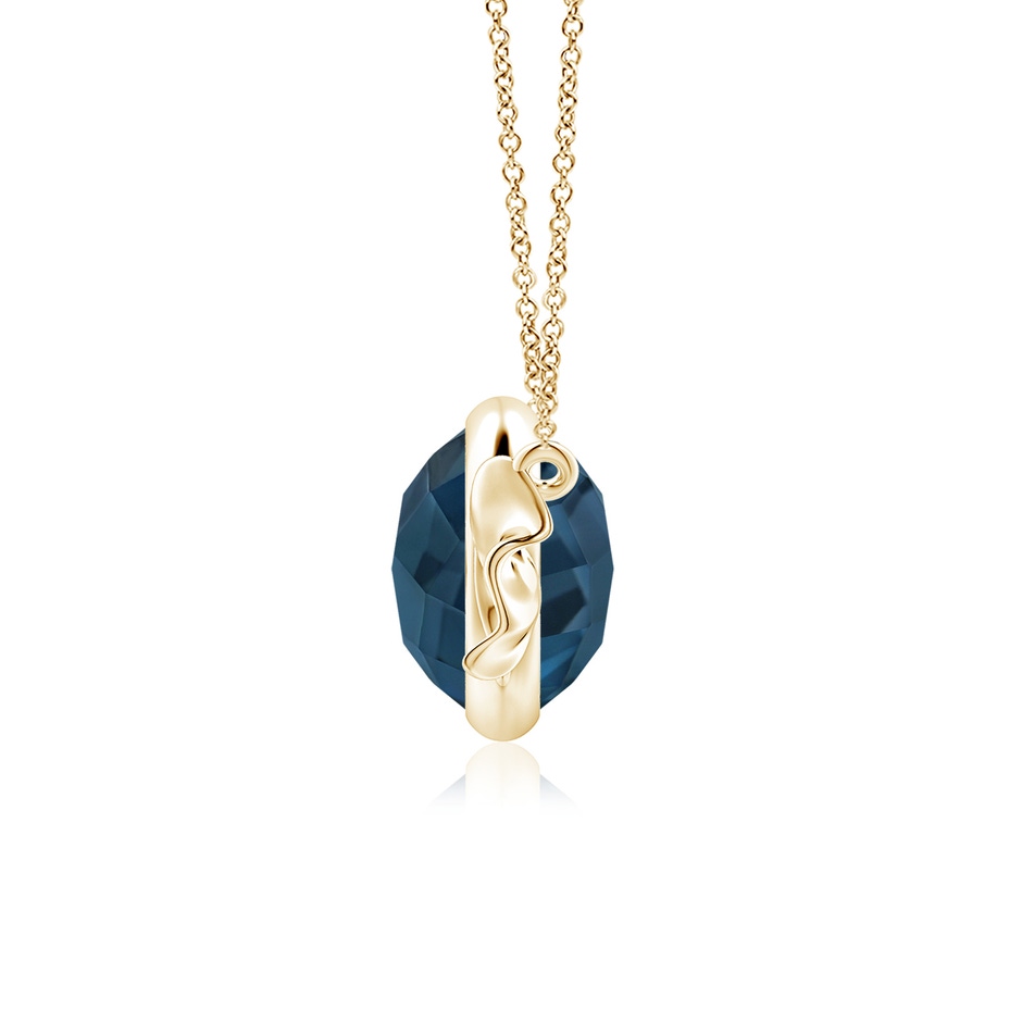 9mm AAAA Sweet Treats Round London Blue Topaz Candy Pendant in Yellow Gold side 199