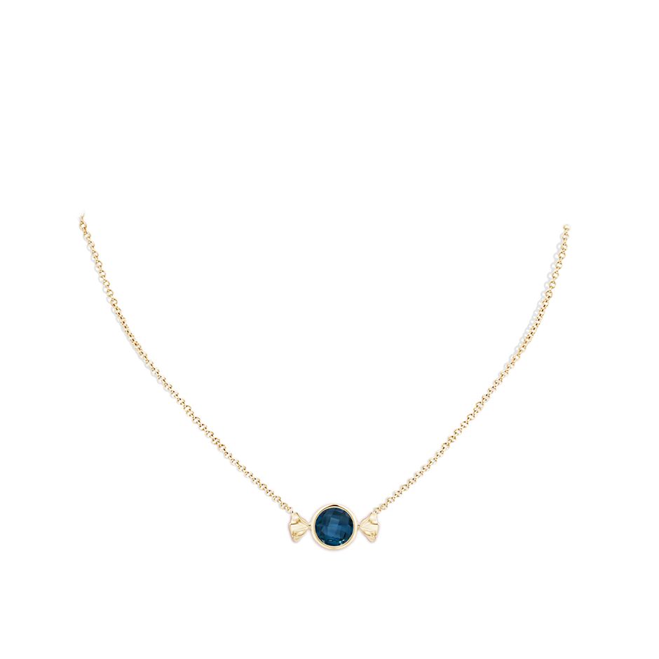 9mm AAAA Sweet Treats Round London Blue Topaz Candy Pendant in Yellow Gold pen