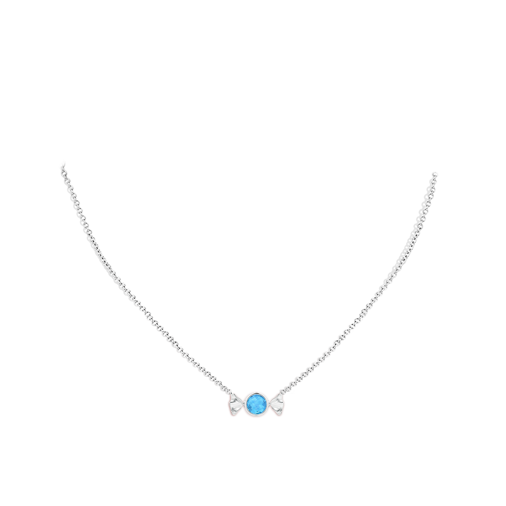 6mm AAA Sweet Treats Round Swiss Blue Topaz Candy Pendant in White Gold pen
