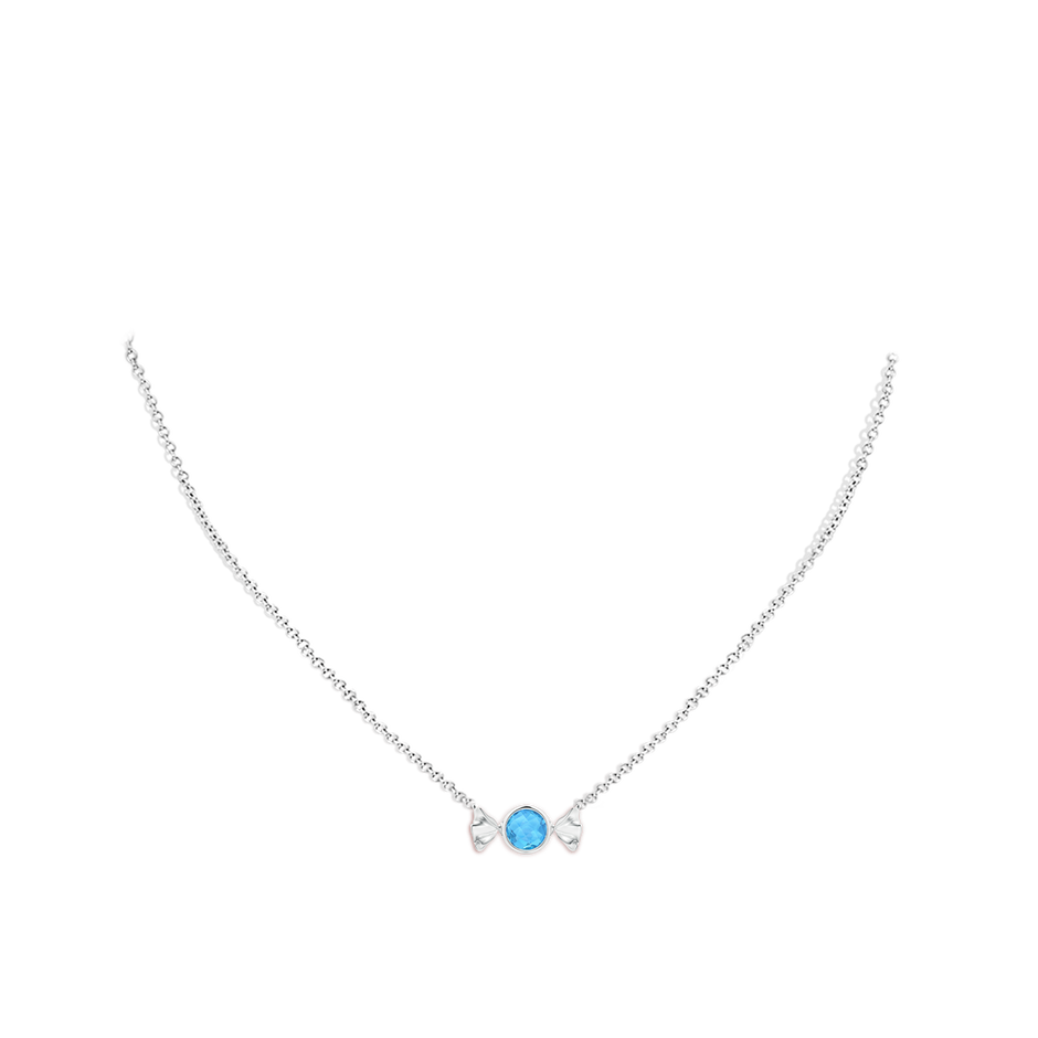 6mm AAA Sweet Treats Round Swiss Blue Topaz Candy Pendant in White Gold pen