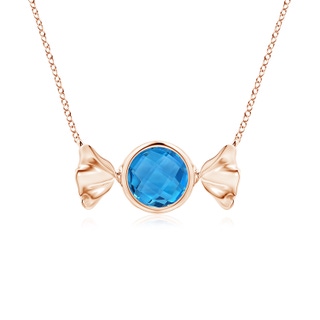 6mm AAAA Sweet Treats Round Swiss Blue Topaz Candy Pendant in Rose Gold