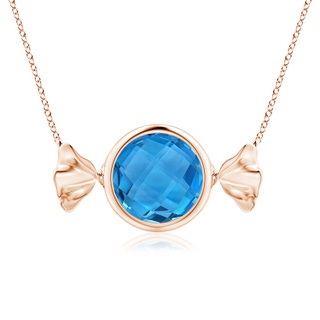 9mm AAAA Sweet Treats Round Swiss Blue Topaz Candy Pendant in Rose Gold