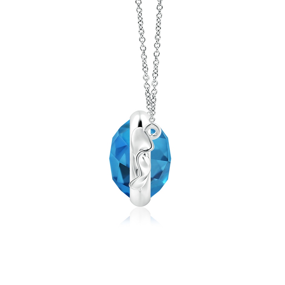 9mm AAAA Sweet Treats Round Swiss Blue Topaz Candy Pendant in White Gold Side 199