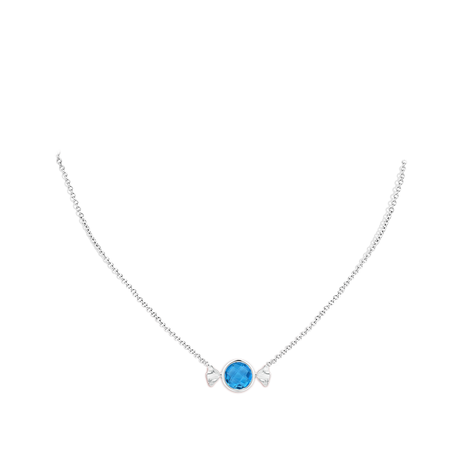 9mm AAAA Sweet Treats Round Swiss Blue Topaz Candy Pendant in White Gold pen