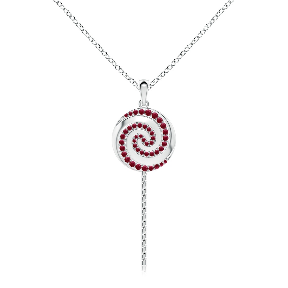 1.5mm A Sweet Treats Ruby Lollipop Pendant in 18K White Gold 