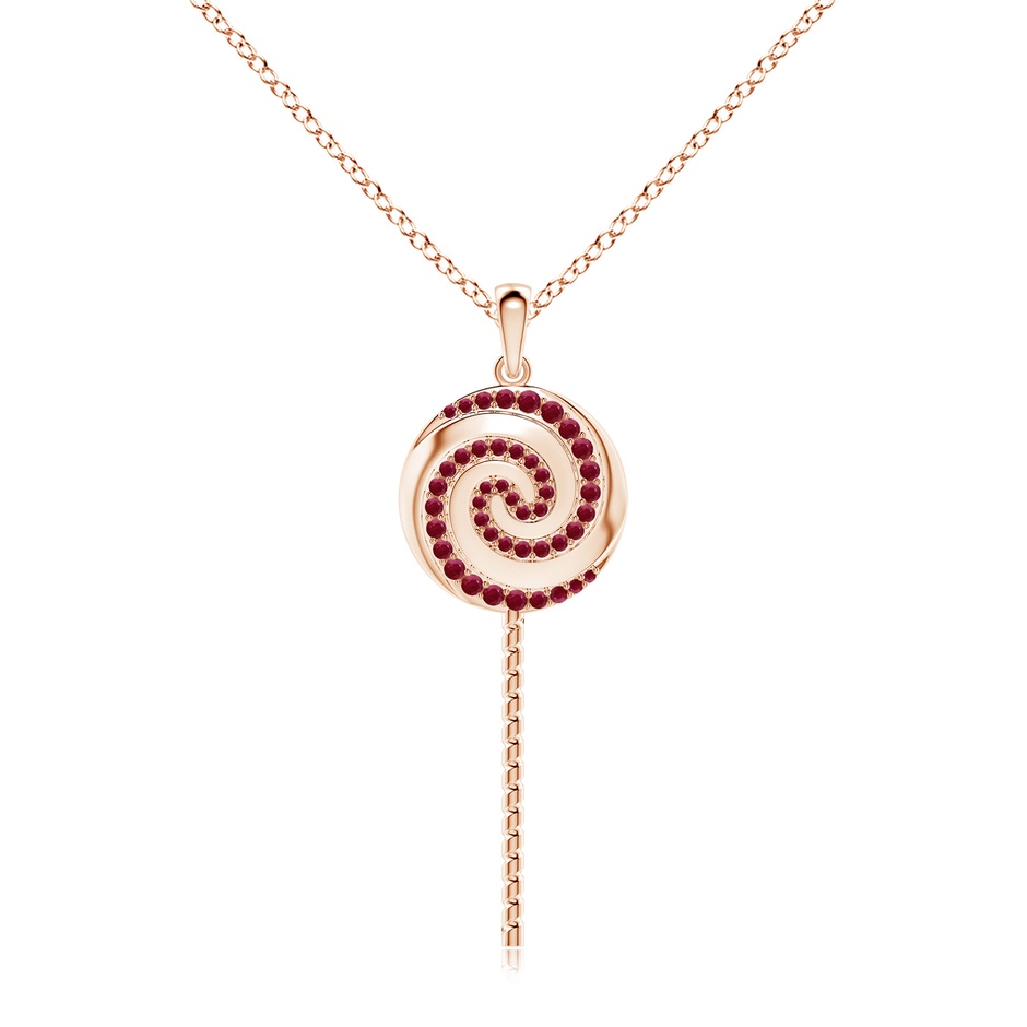 1.5mm A Sweet Treats Ruby Lollipop Pendant in Rose Gold 