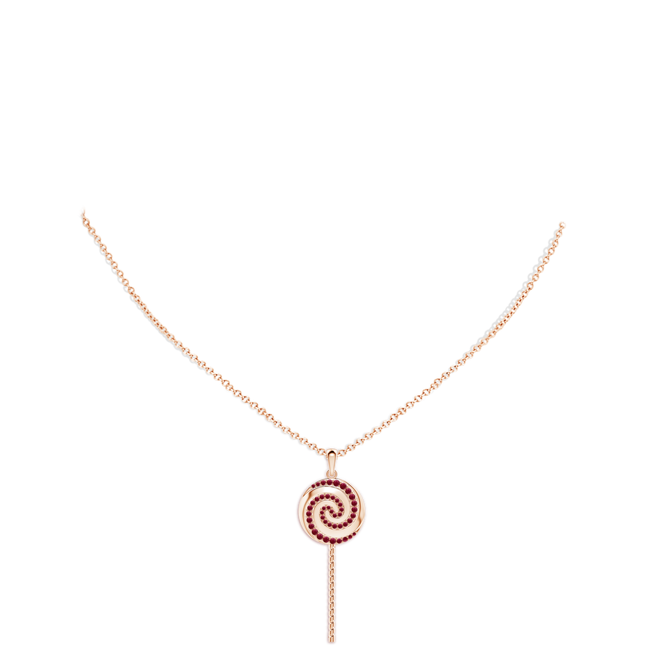 1.5mm A Sweet Treats Ruby Lollipop Pendant in Rose Gold pen