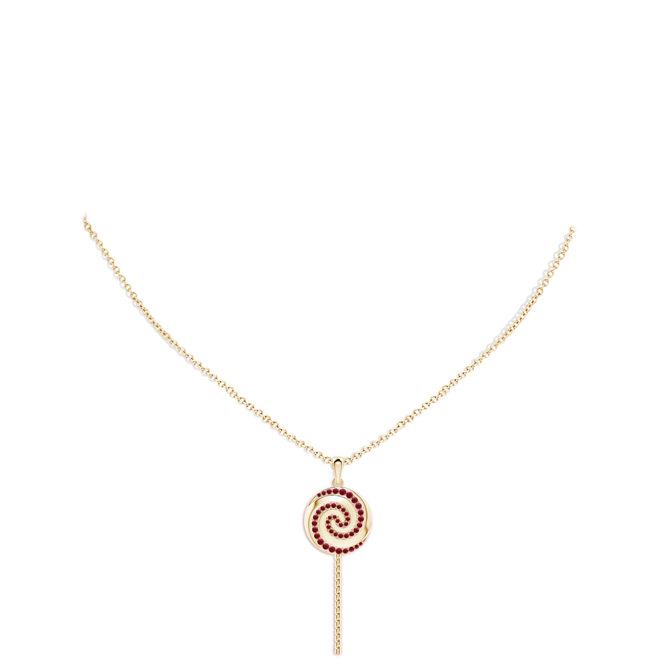 1.5mm A Sweet Treats Ruby Lollipop Pendant in Yellow Gold pen