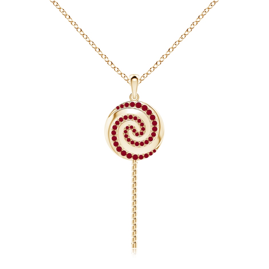 1.5mm AA Sweet Treats Ruby Lollipop Pendant in Yellow Gold 