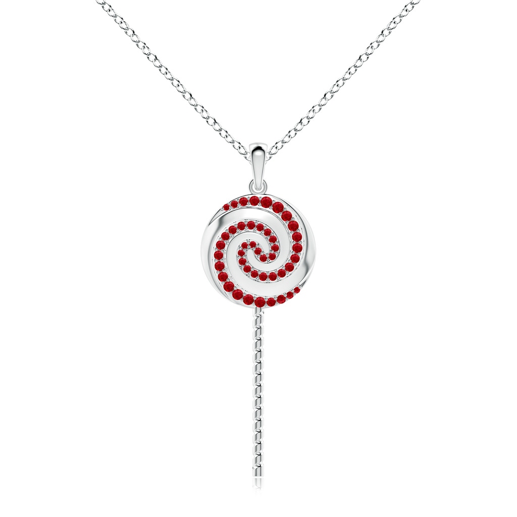 1.5mm AAA Sweet Treats Ruby Lollipop Pendant in White Gold 