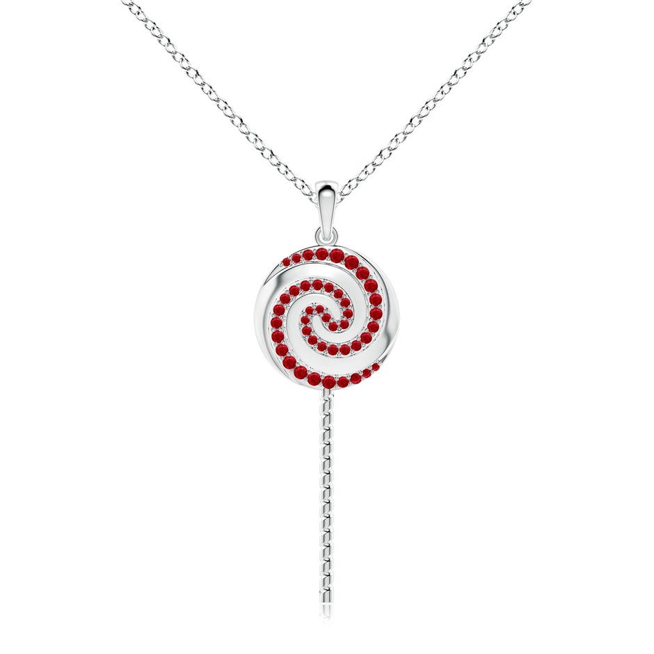 1.5mm AAA Sweet Treats Ruby Lollipop Pendant in White Gold 