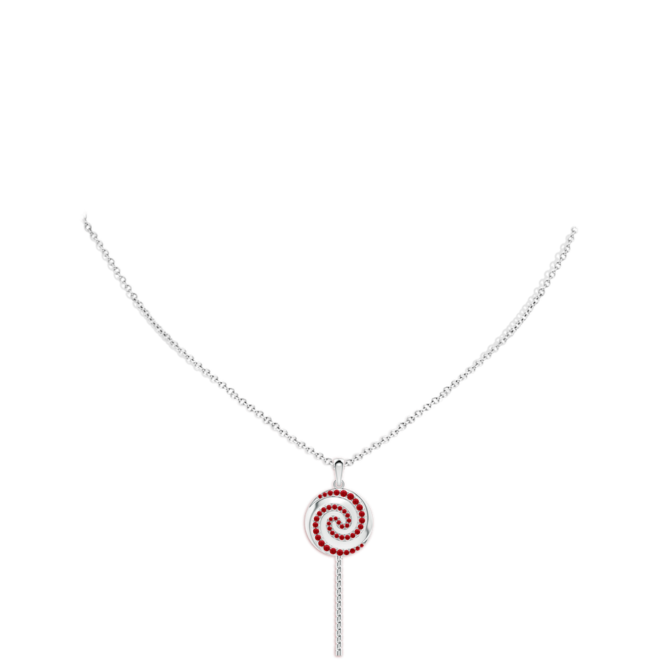 1.5mm AAA Sweet Treats Ruby Lollipop Pendant in White Gold pen