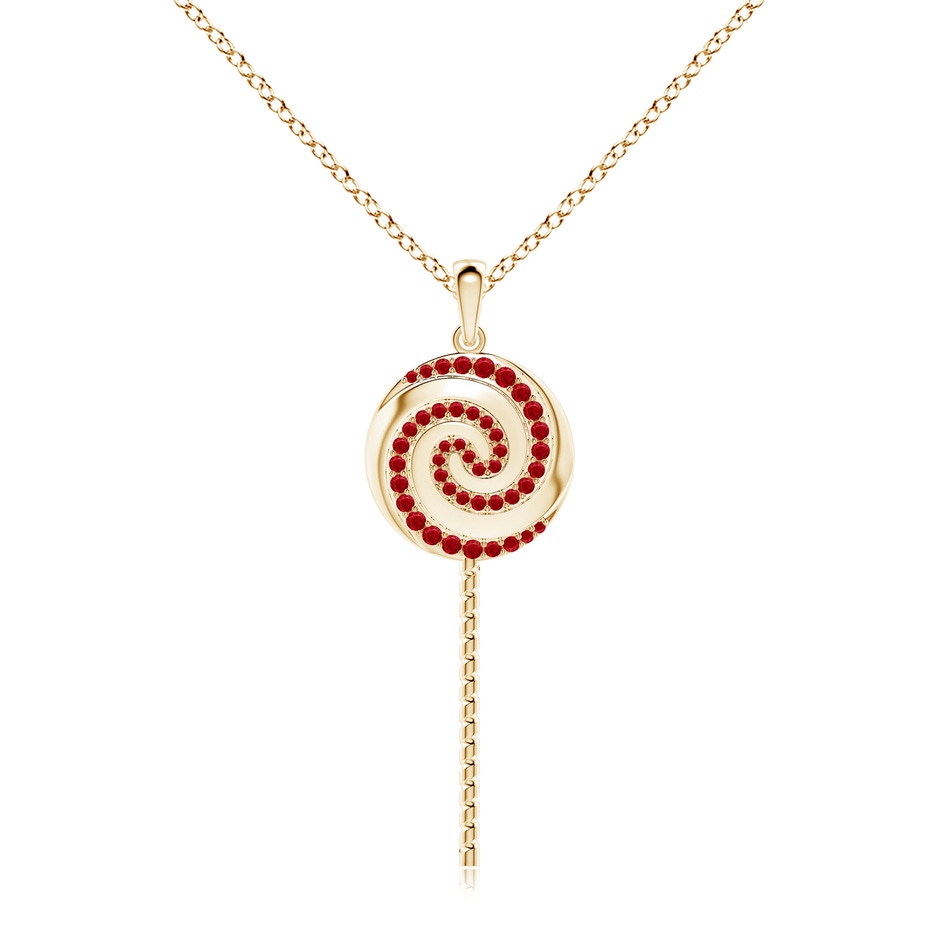 1.5mm AAA Sweet Treats Ruby Lollipop Pendant in Yellow Gold 