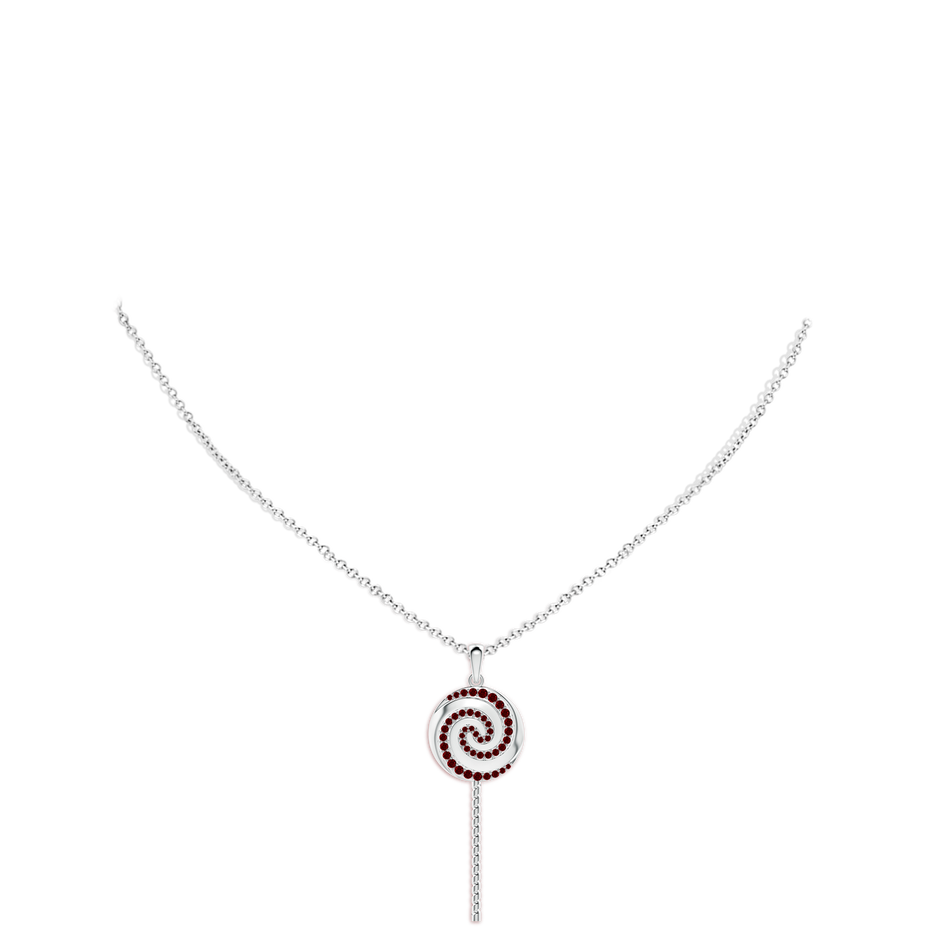 1.5mm AAAA Sweet Treats Ruby Lollipop Pendant in 18K White Gold pen