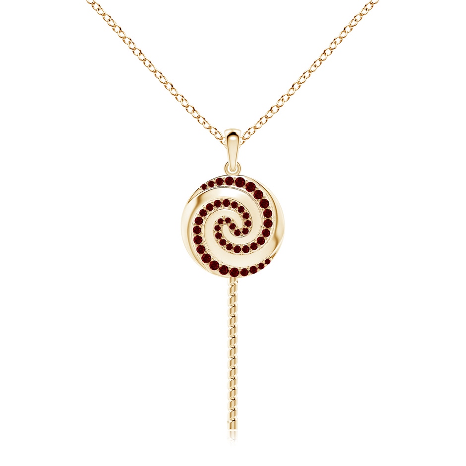 1.5mm AAAA Sweet Treats Ruby Lollipop Pendant in 18K Yellow Gold 