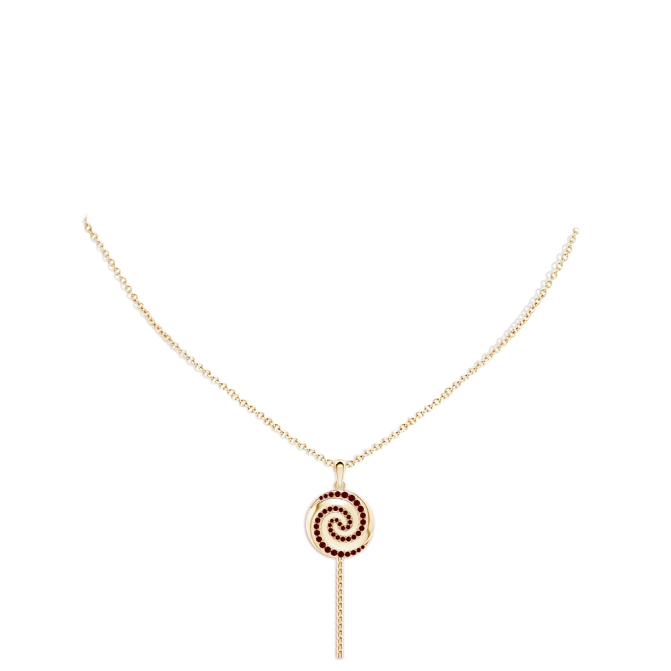 1.5mm AAAA Sweet Treats Ruby Lollipop Pendant in 18K Yellow Gold pen