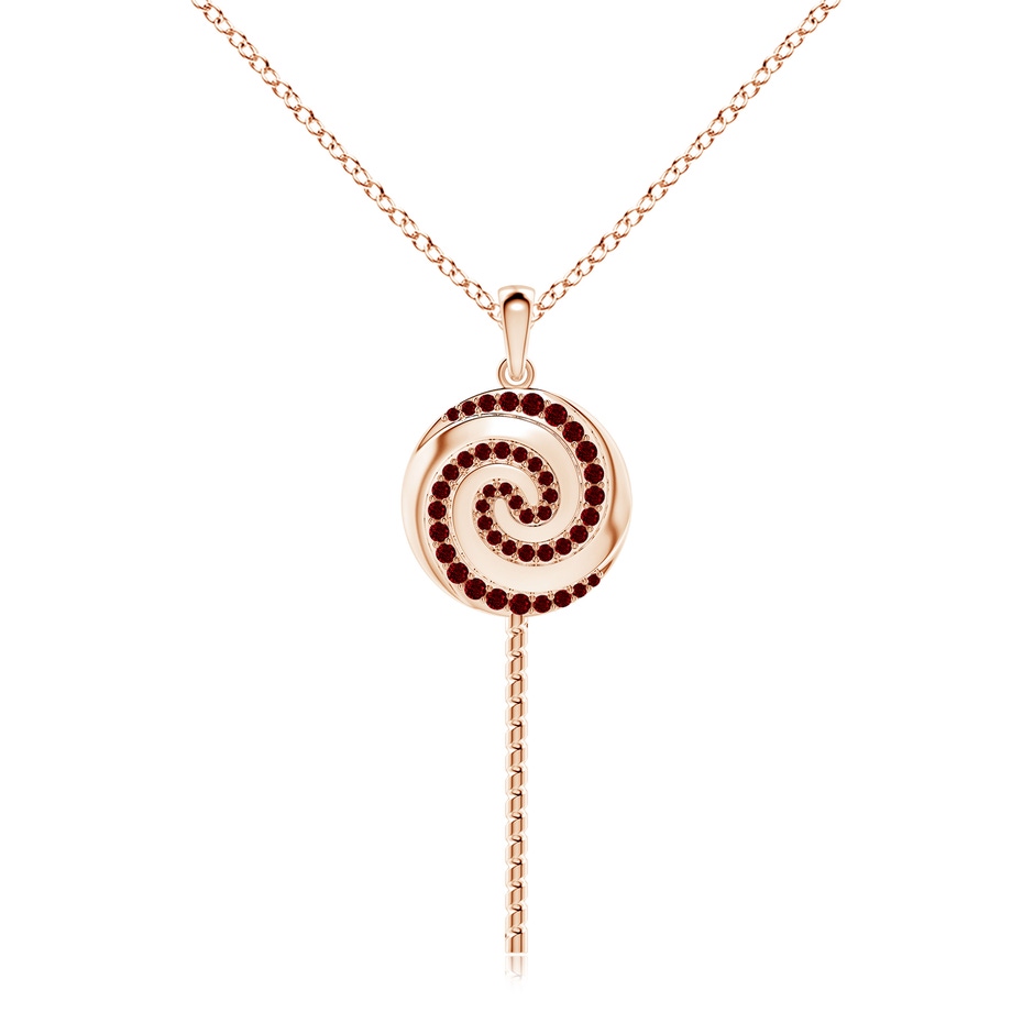 1.5mm AAAA Sweet Treats Ruby Lollipop Pendant in Rose Gold 