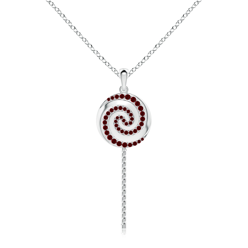 1.5mm AAAA Sweet Treats Ruby Lollipop Pendant in S999 Silver