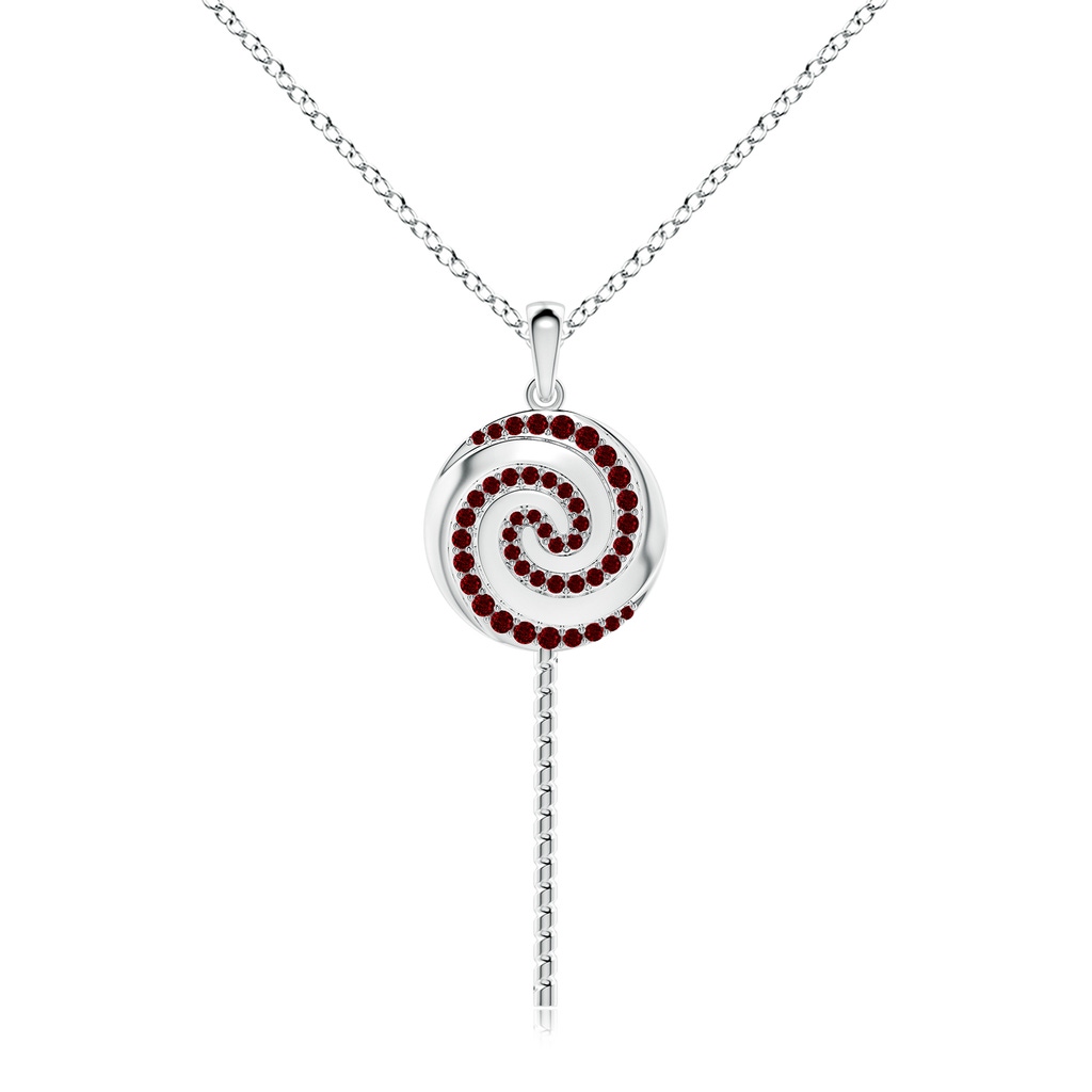 1.5mm AAAA Sweet Treats Ruby Lollipop Pendant in White Gold